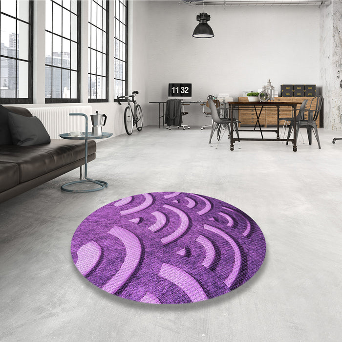 Round Patterned Purple Rug in a Office, pat2259pur