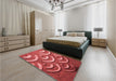 Patterned Red Rug in a Bedroom, pat2259rd