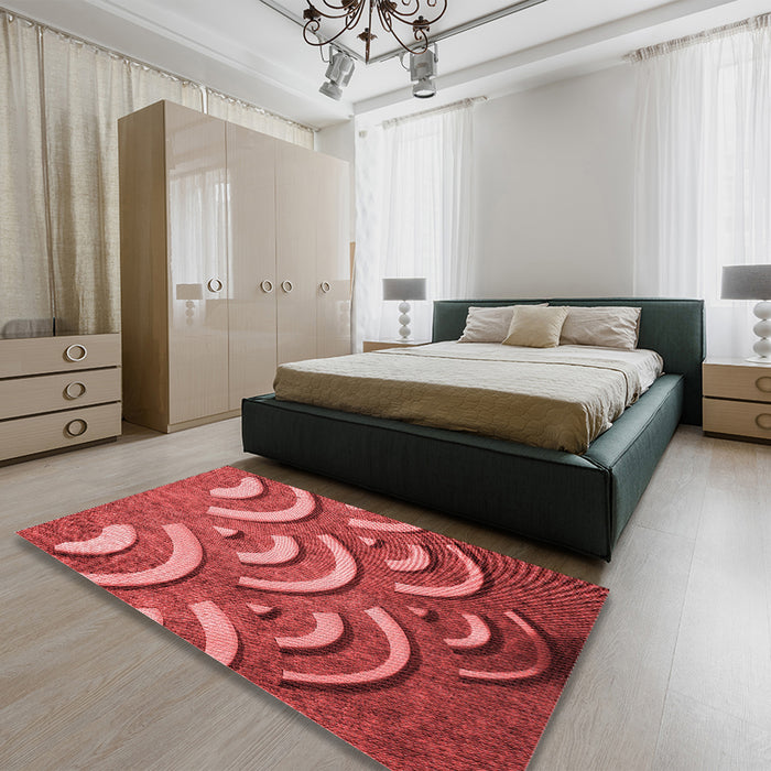 Patterned Red Rug in a Bedroom, pat2259rd