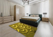Patterned Yellow Rug in a Bedroom, pat2259yw