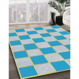 Patterned Blue Novelty Rug in Family Room, pat225