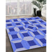 Patterned Denim Blue Rug in Family Room, pat226blu