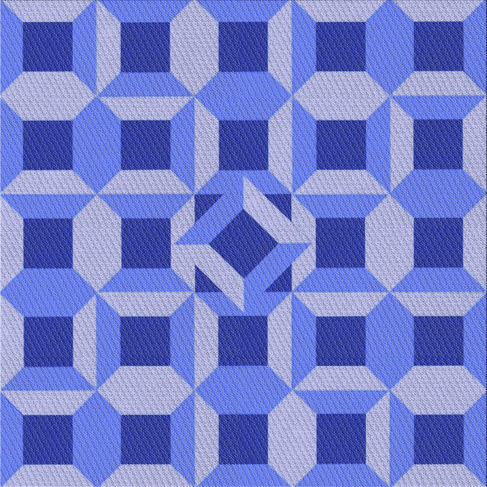 Round Patterned Denim Blue Rug, pat226blu