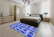 Patterned Denim Blue Rug in a Bedroom, pat226blu