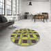 Round Patterned Coffee Brown Rug in a Office, pat226brn