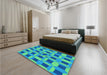 Round Machine Washable Transitional Neon Blue Rug in a Office, wshpat226lblu