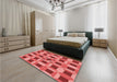 Patterned Red Rug in a Bedroom, pat226rd