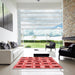 Square Patterned Red Rug in a Living Room, pat226rd