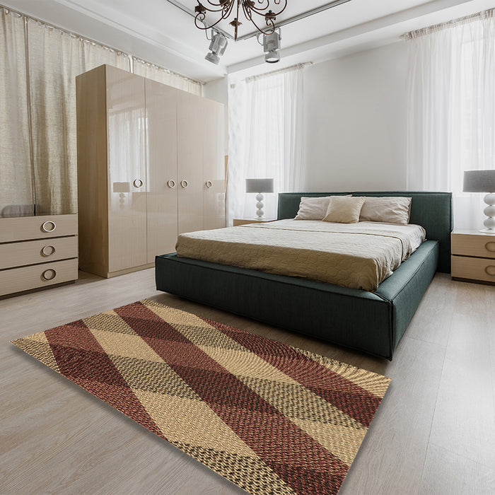 Patterned Bronze Brown Rug in a Bedroom, pat2260brn