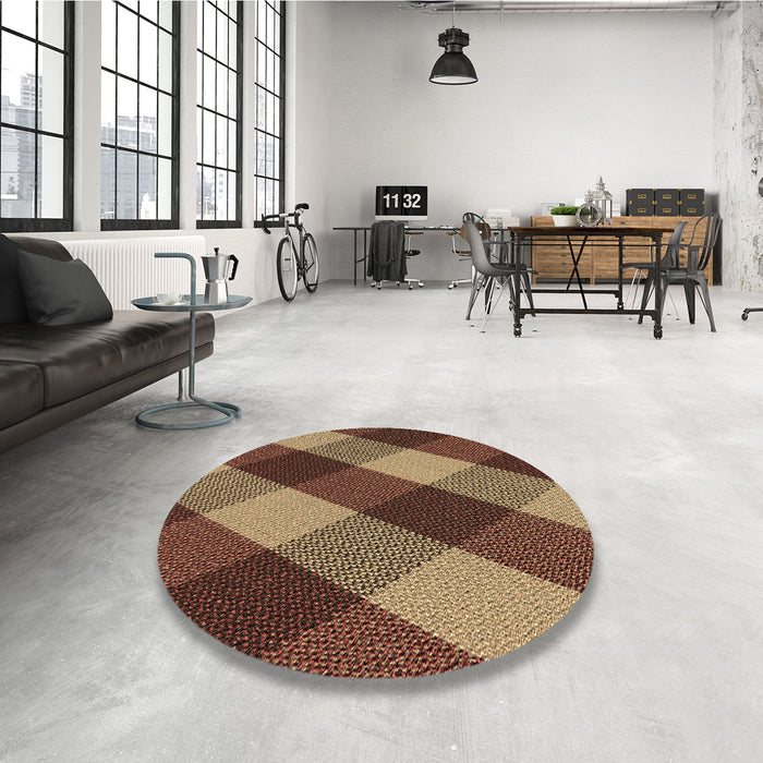 Round Patterned Bronze Brown Rug in a Office, pat2260brn