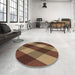 Round Patterned Bronze Brown Rug in a Office, pat2260brn