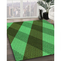 Patterned Dark Forest Green Rug, pat2260grn