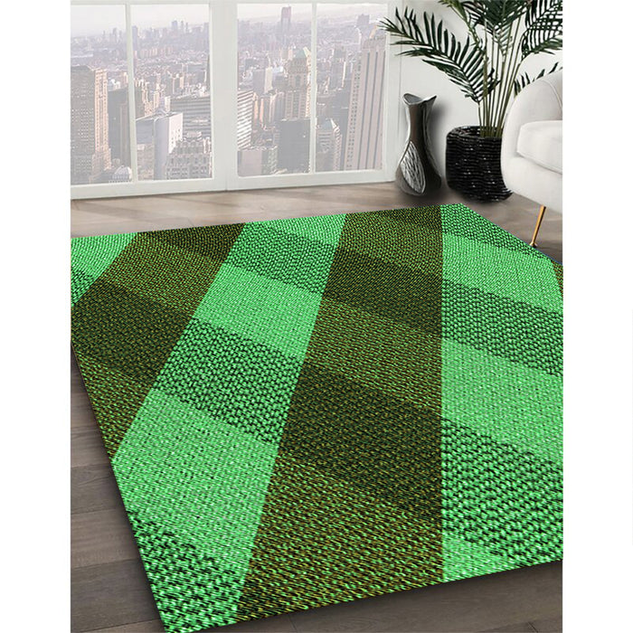 Patterned Dark Forest Green Rug in Family Room, pat2260grn