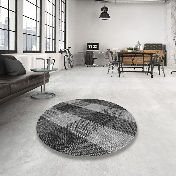Round Patterned Dark Gray Rug in a Office, pat2260gry