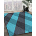 Machine Washable Transitional Bright Turquoise Blue Rug in a Family Room, wshpat2260lblu