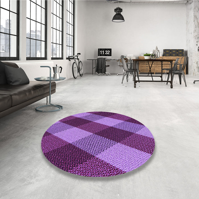 Round Patterned Purple Rug in a Office, pat2260pur