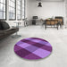 Round Patterned Purple Rug in a Office, pat2260pur