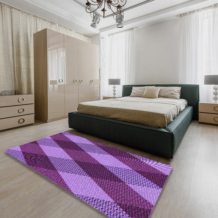 Patterned Purple Rug in a Bedroom, pat2260pur