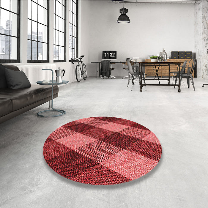 Round Patterned Red Rug in a Office, pat2260rd