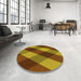 Round Patterned Saffron Red Rug in a Office, pat2260yw