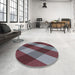 Round Machine Washable Transitional Dark Gray Rug in a Office, wshpat2260