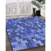 Patterned Sky Blue Rug in Family Room, pat2261blu