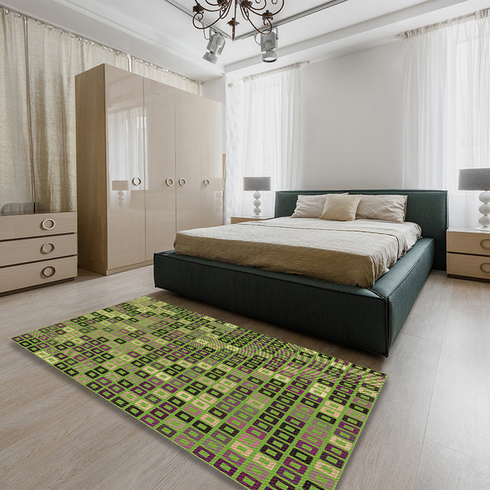 Patterned Sepia Brown Rug in a Bedroom, pat2261brn