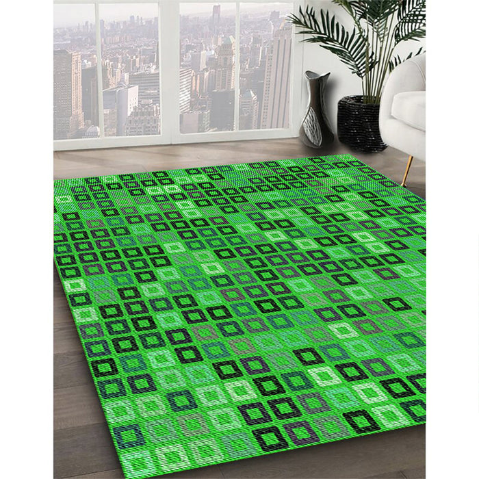 Patterned Lime Green Rug in Family Room, pat2261grn