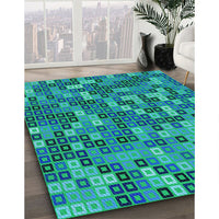 Patterned Spring Green Rug, pat2261lblu