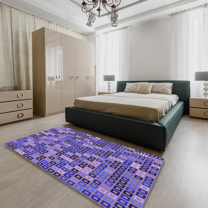Patterned Amethyst Purple Rug in a Bedroom, pat2261pur