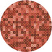 Square Patterned Bright Orange Rug, pat2261rd