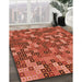 Patterned Bright Orange Rug in Family Room, pat2261rd