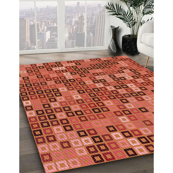 Machine Washable Transitional Bright Orange Rug in a Family Room, wshpat2261rd