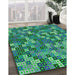 Patterned Neon Green Novelty Rug in Family Room, pat2261