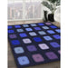 Patterned Night Blue Rug in Family Room, pat2262blu