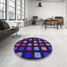 Round Patterned Dark Purple Rug in a Office, pat2262pur