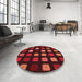 Round Patterned Maroon Red Rug in a Office, pat2262rd