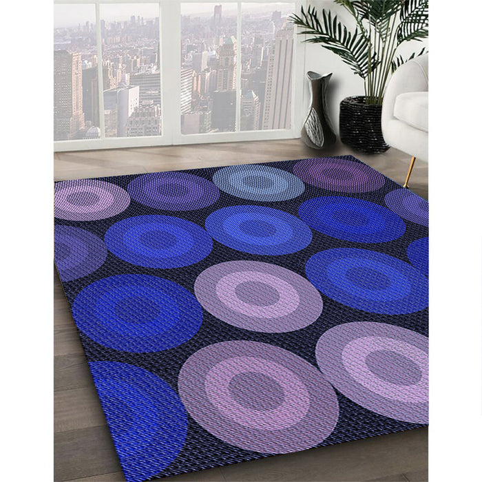 Patterned Denim Dark Blue Rug in Family Room, pat2263blu