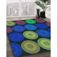 Patterned Denim Dark Blue Rug, pat2263lblu