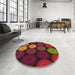 Round Patterned Mahogany Brown Rug in a Office, pat2263org