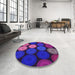 Round Patterned Bright Purple Rug in a Office, pat2263pur