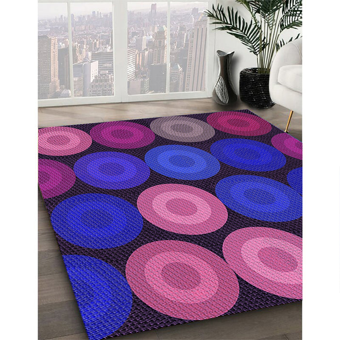 Patterned Bright Purple Rug in Family Room, pat2263pur