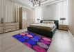 Patterned Bright Purple Rug in a Bedroom, pat2263pur