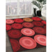 Patterned Red Rug in Family Room, pat2263rd