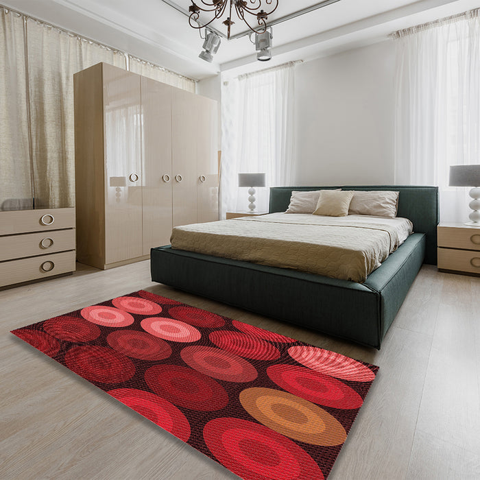 Patterned Red Rug in a Bedroom, pat2263rd