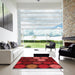 Square Patterned Red Rug in a Living Room, pat2263rd