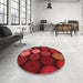 Round Patterned Red Rug in a Office, pat2263rd