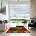 Machine Washable Transitional Crimson Red Rug in a Kitchen, wshpat2263yw