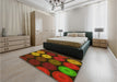 Patterned Crimson Red Rug in a Bedroom, pat2263yw