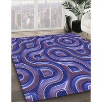 Patterned Medium Slate Blue Rug, pat2264blu